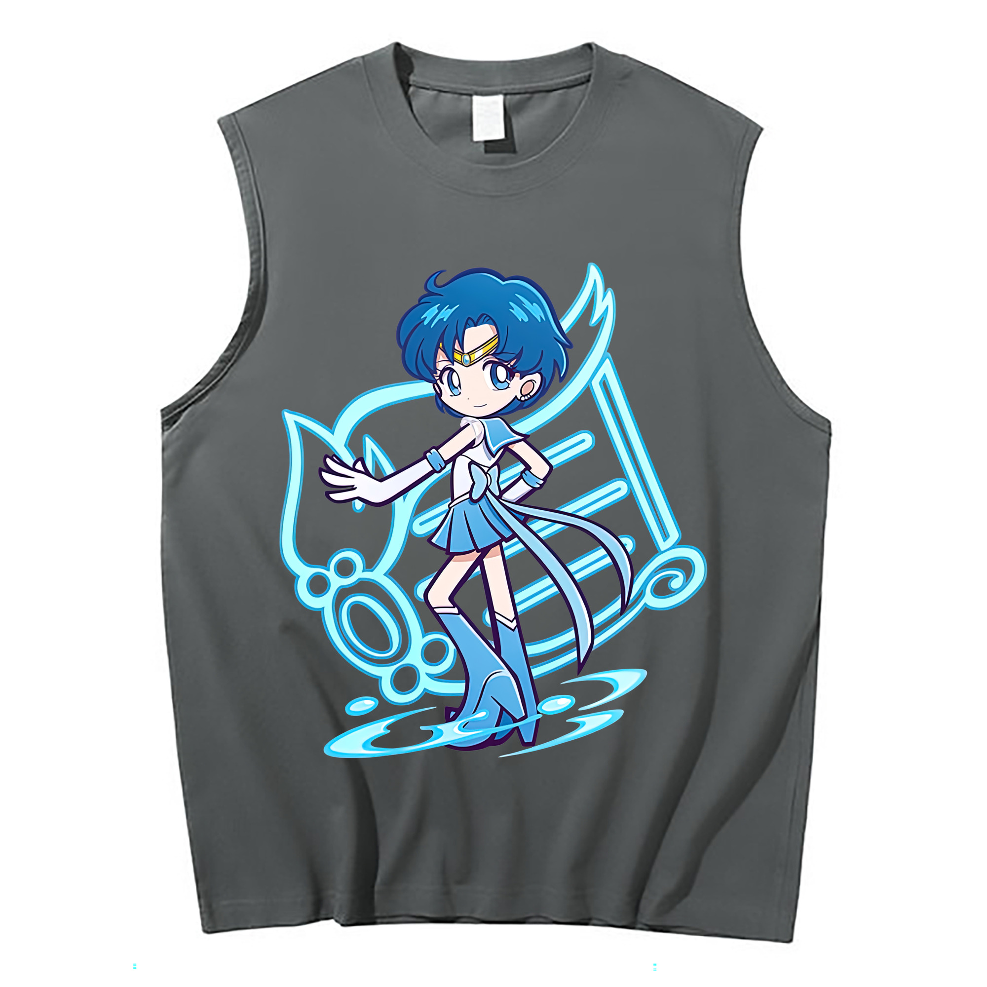 （画像用） 美少女戦士セーラームーン 水野 亜美 みずの あみ Sailor Moon Mizuno Ami コットン100％タンクトップ（フロントプリント）